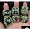 6Pcs Chicagobl Backetball Team Champions Championship Ring Set With Wooden Box Trophy Souvenir Men Women Boy Fan Brithday Gift 2023 Hi Dh9Q3