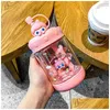 Wasserflaschen Sommer Cartoon Mädchen Herz Nettes Schwein Rosa Grün Tasse Super Tragbare Outdoor Kunststoff St Drop Lieferung Dhmpb