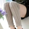Kvinnors strumpor stickade vinterben varmare strumpor lång lös stil dam knä höga leggings varma ben virkning