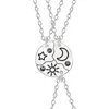 Ensemble ras du cou 3 pièces, pendentif soleil lune étoile, collier ami Bff amitié Couple, bijoux à la mode