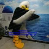 Costumes de mascotte Noir Blanc Longue Fourrure Eagle Hawk Tercel Tiercel Falcon Vulture Costume Personnage de dessin animé Bienvenue Dîner Marketing Z2420