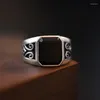 Cluster Ringen MKENDN Gothic Retro Zwarte Kubieke Zirkoon Ring Charme Mannelijke Punk Holle Metalen Open Vinger Persoonlijkheid Sieraden Cadeau voor vriendje