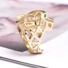 Or Argent Mode Unisexe Anneaux Fine Cristal Incrustation Alliage Animal Léopard Designer Bijoux Fiançailles Mariage Femme Hommes Accessoires Hiphop Bijoux