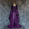 Casual Dresses Women's Medieval Vintage Solid Color Flare Sleeve Princess Dress Elegant Big Palace Court Long Velvet Robes