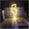 Otro evento Suministros para fiestas LED Inicio Neón Rayo en forma de signo Fminación Luz USB Decoración de pared decorativa para niños Habitación de bebé Boda DHFOU