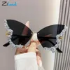 Solglasögon Zilead Luxury Glitter Diamond Butterfly Women mode överdimensionerade Rimless Sun Eglases Vintage Ladies Eyewear Gafas