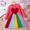 Платья для девочек Little Maven Rainbow Kids Party 2024 Весеннее элегантное платье для Vestidos Праздничное платье для девочек