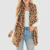 Gilets pour femmes imprimé léopard polaire gilet veste vintage sans manches revers femmes cardigan doux chaud peluche épaissie vêtements d'extérieur