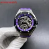 Brand 8215 automatic Steel case 42mm Black Panther dial purple rubber strap watch