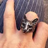 Clusterringen Trendy Gepersonaliseerde Leuke Verstelbare Grote Hoofd Kat Ring Mannen Mode Dierlijke Kitty Sieraden