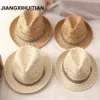 Geniş Kötü Şapkalar 2021 Moda El İşçiliği Kadınlar Yaz Rafya Saman Güneş Hat Boho Beach Fedora Sunhat Trilby Erkekler Panama Cap307Z