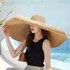 Шляпы с широкими полями, летние шляпы для девочек, 25 см, большая шляпа от солнца, кепки с козырьком, женская уличная праздничная пляжная соломенная шляпа с солнцезащитным кремом