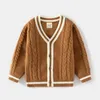 Bebé niños niñas Cardigan suéter otoño escuela niño prendas de punto prendas de vestir exteriores chaqueta de algodón de estilo coreano Tops ropa para niños 240124
