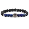 Perles de pierre de lave noire naturelle perles hibou bracelet à breloques diffuseur d'huile essentielle roche volcanique livraison bijoux bracelets Otst9