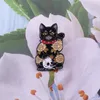 Brooches Black Maneki Neko Skull Badge Dark Lucky Cat Brooch Enamel Pin Japanese Jewelry Jackets Backpack Decor