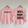 Women's T Shirts Rheaclots Mom Life Wife Boss Printed Cotton Female Cute Long Sleeves Sweatshirt