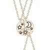 Ensemble ras du cou 3 pièces, pendentif soleil lune étoile, collier ami Bff amitié Couple, bijoux à la mode