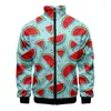 Men's Jackets Mens 3D Printed Fruits Pattern Zip Jacket For Men Clothing Funny Designer Clothes Streetwear Coat Tops High Quality