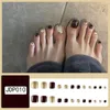 Falska naglar glansiga fyrkantiga falska tånaglar sommarstrand full täckning konstgjord pinne på för att visa din tå skönhet
