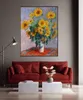 Bouquet of Sunflowers by Claude Monet Oil Paintings for Kitchen Home Decor Handmade Flower Painting Art Copy on Canvas Still Life Picture No Frames Vertical