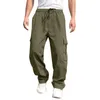 Men's Pants Men Sweatpants Streetwear Cargo With Drawstring Waist Multiple Pockets Loose Fit Wide Leg Trousers For Casual Style