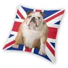 Federa quadrata per cuscino Union Jack Bulldog inglese Decorazioni per la casa Fodera per cuscino alla moda Copertina con bandiera britannica per soggiorno