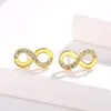 Stud Earrings Fashion 925 Sterling Silver Infinity Love Endless Symbol Plata For Women With CZ Knot Girl Jewelry