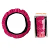 Steering Wheel Covers Pink Cover Plush For Winter Warm Universal 15 Inch