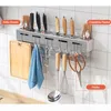 Ruimte Aluminium Meshouder Keuken Multifunctionele Plank Wandmontage Eetstokjes Kooi Mes Geïntegreerde Organisator Opbergrek 240118