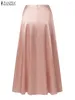 Jupes ZANZEA femmes élégantes Maxi longue été taille haute solide a-ligne Jupe en Satin Jupe femme fête OL travail Faldas Saia Vestido