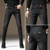 Men's Jeans For Men Tight Pipe Stretch Trousers Slim Fit Black Male Cowboy Pants Elastic Skinny With Pockets Classic 2024 Trend Soft