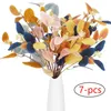 Decorative Flowers Artificial Trident Eucalyptus Leaves Branch With Berries Simulation Fake Plants For Home Wedding Party Floral Decoration