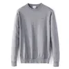 Men's typical designer brand round neck sweater, wool mixed cotton embroidered warm pullover, slim fit thick knit high-quality cotton sportswear