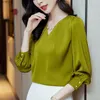 Women's Blouses High Quality Elegant Fashion Beads Chic Office Lady Shirt Business Casual V Neck Long Sleeve Solid Loose Blouse Top Women