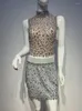 Arbetsklänningar Sexig Rhinestone Chain Halter Backless Two-Pieces Set Women Sleeveless Top Mini Slim Diamonds kjolar