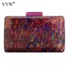 YYW Acrylic Women Bag Vintage Colorful Marble Party Prom Evening Clutch Bag Luxury Party Handbag Woman Casual Box Clutches Purse 240125