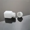 Butelki do przechowywania 20pcs 30 ml puste małe białe kwadratowy kształt HDPE plastikowe kapsułki pigułki 1 unz z ospałami manipulowanymi czapkami