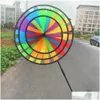 Garden Decorations 36cm Colorf Rainbow Triple Wheel Wind Spinner Windmill Toys Yard Garden Decor T6P5 Drop Delivery Home Garden Patio, DH5FW