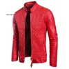 Style Motorcycle Men Veste en cuir Spring and Automne Placonet Plackeet Fashion Stand-up Collier Couleur Solie Vestes en cuir