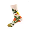 Chaussettes pour hommes et femmes, en coton de haute qualité, tendance, mode squelette de citrouille Halloween, manches moyennes, automne et hiver 2024