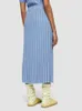 Jupes Y2k taille haute polyvalente tricot bustier jupe filetée rayures ourlet fendu taille élastique plissée femme vêtements 2024