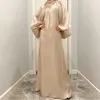 Abbigliamento etnico Moda Donna musulmana Maniche a lanterna Papillon Collo Maxi Abito da festa Dubai Abaya Ramadan Eid Caftano arabo saudita islamico