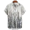 Mens Shirt Plaid Stripes Print Hawaiian Shirt For Summer Short Sleeve Fashion Street Man Oversized Male Clothes Beach Party Top 240118