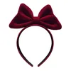 Acessórios de cabelo Red Velvet Bow Headband Feminino 2024 Natal Headwear Dia Nacional das Crianças