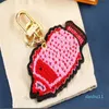 Porte-clés en forme de cœur pour fille, mignon, cloche de fraise, réseau, sac féerique rouge, petit pendentif créatif, ornement pour fille