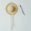 Chapeaux à large bord 2024 Chapeau de paille Summer Sweet Vacances Plage Cravate à la main Lei Ruban de soie Parasol Big EAF pour femmes YC139