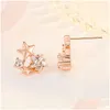 Boucles d'oreilles Stud Star incrustée de diamant à cinq branches simples petit vent froid Zircon Super Flash boucle d'oreille livraison bijoux boucles d'oreilles Dhssd