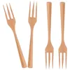 Forks 4 Pcs Wooden Salad Fork Kitchen Serving Mixing Spaghetti Eating Long Handle Cooking