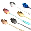 Kaffescoops 2024 Vakuumplätering av rostfritt stålsked Långhandtaget TEA SPOONS Kök Dricker Flatware Drop