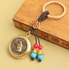 Keychains 1Pcs Vintage Copper Lucky Rope Keychain Pendant Brass Chinese 12 Zodiac Animals Tags Car Key Chain Pendants Hangings